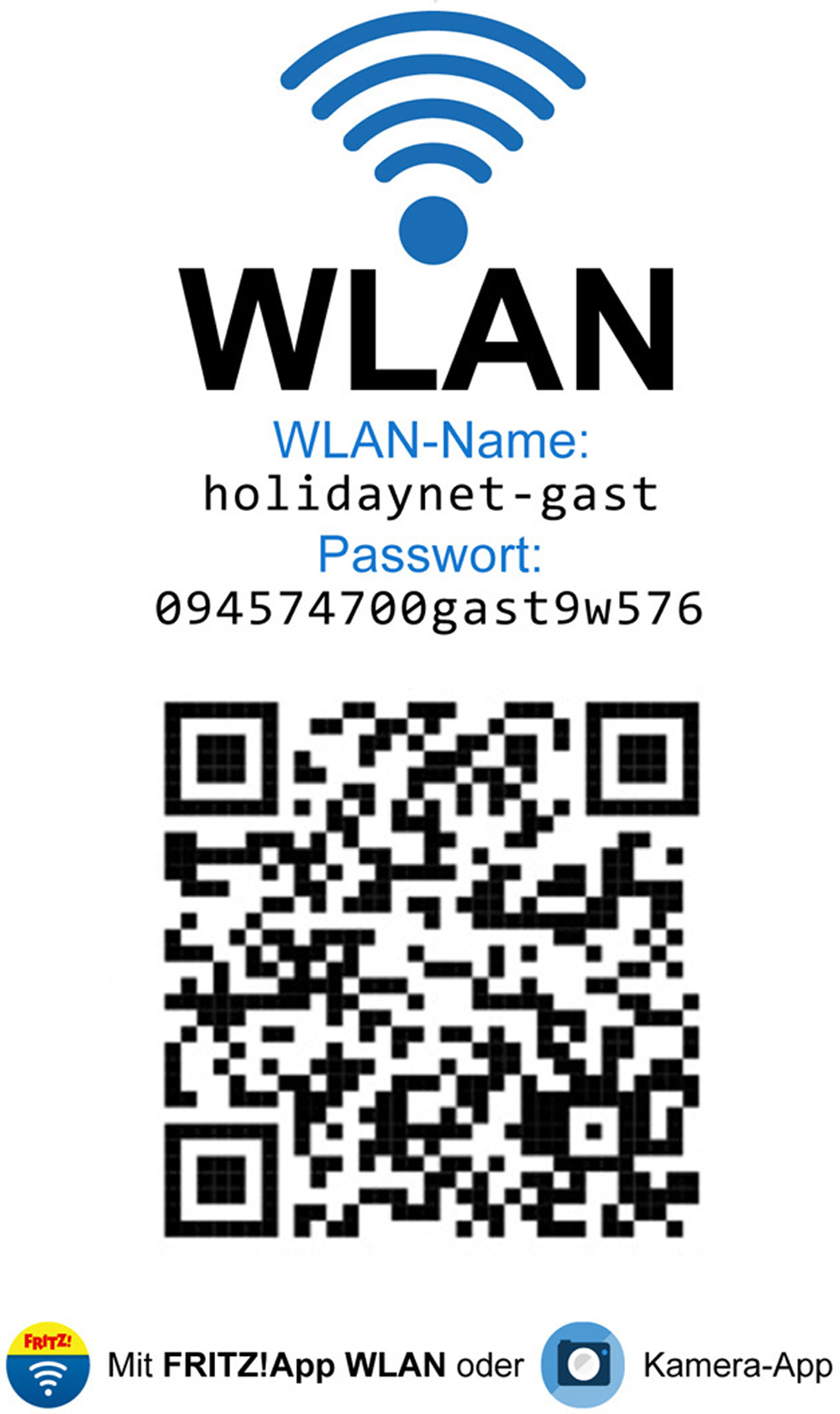 Bild mit Wlan Zugangsdaten